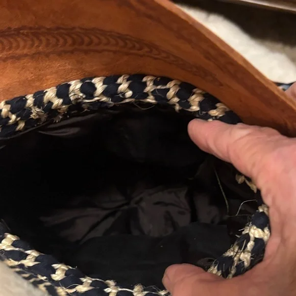 Sisal Brown and Blue Woven Crossbody Bag - Picture 4 of 8